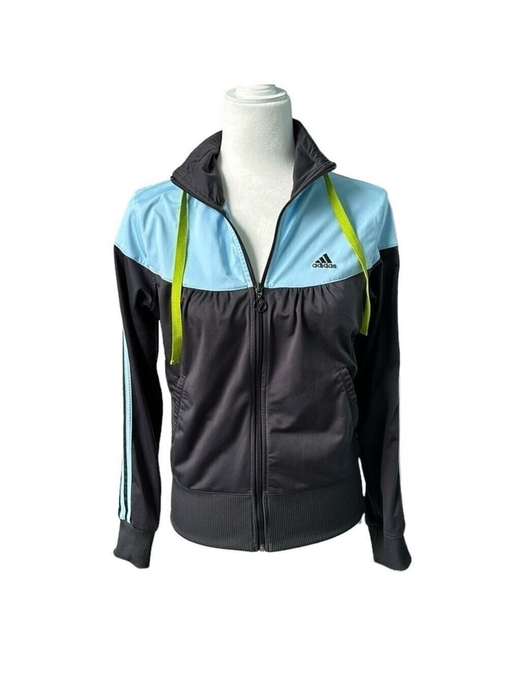 Adidas Lightweight Sky Blue Gray Zip Up Track Jacket Size Medium